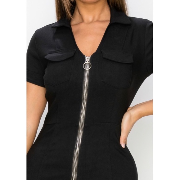 🆕Zip up dress with collar in black - Picture 4 of 4
